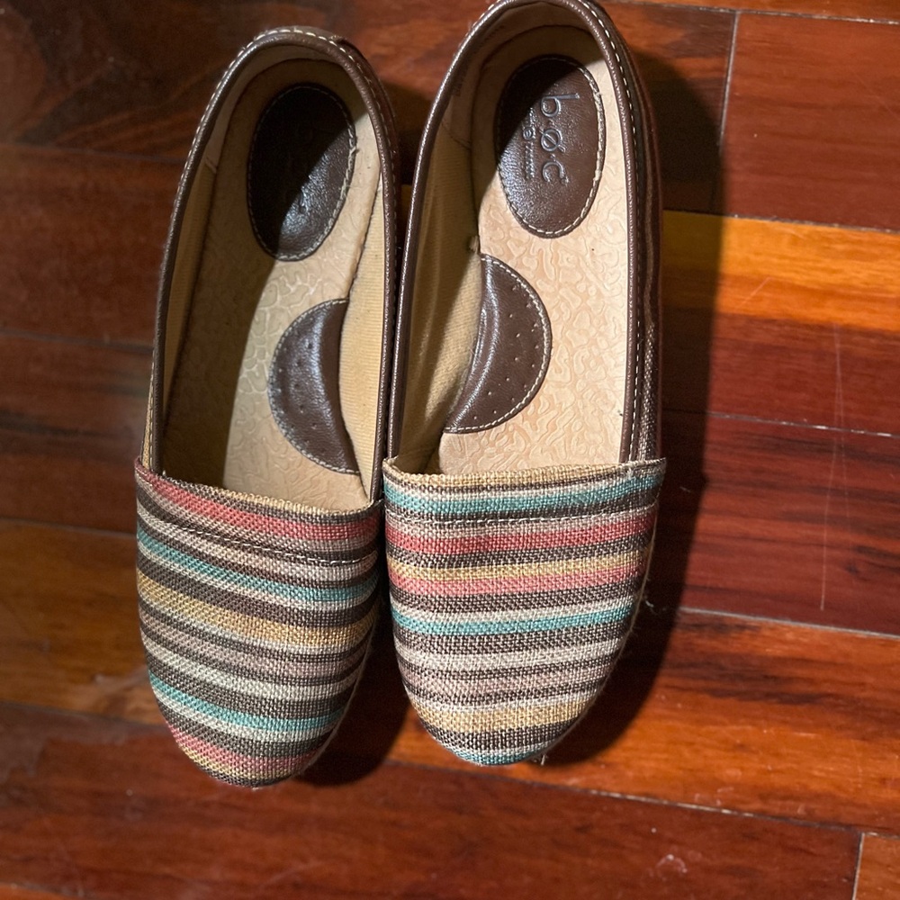 b.o.c. Women's Striped Flats in Brown and Tan